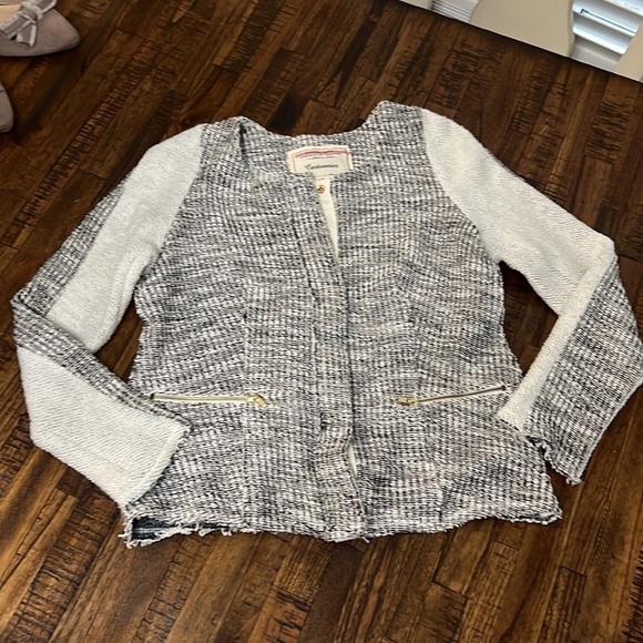 Anthropologie Cartonnier Sweater Glimmered Metallic Tweed Knit snap closure Med - Picture 4 of 13